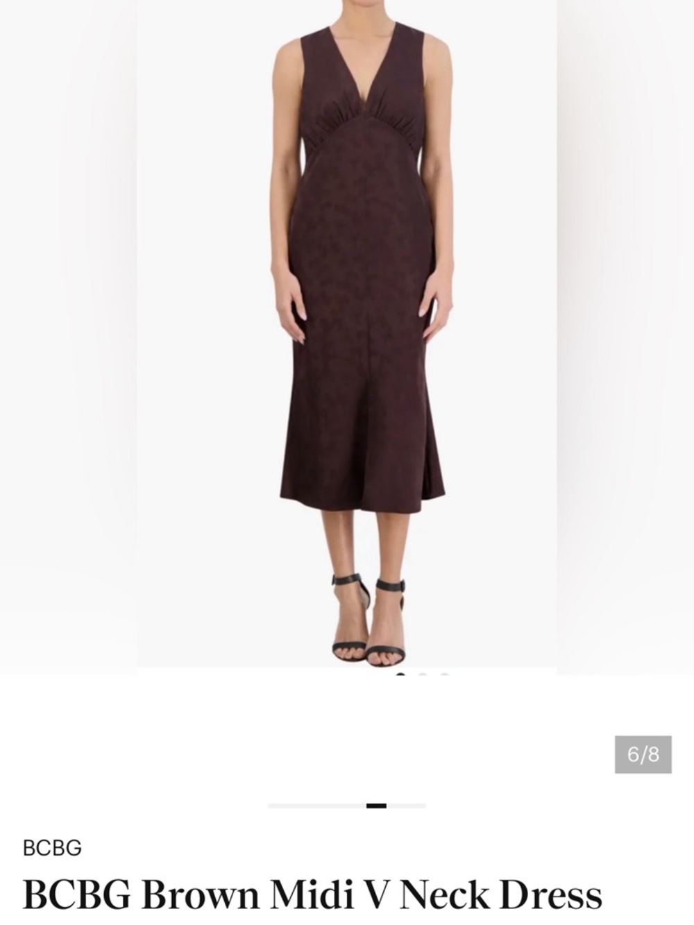 BCBG Deep Plum/Dark Brown V-Neck Midi Dress 12